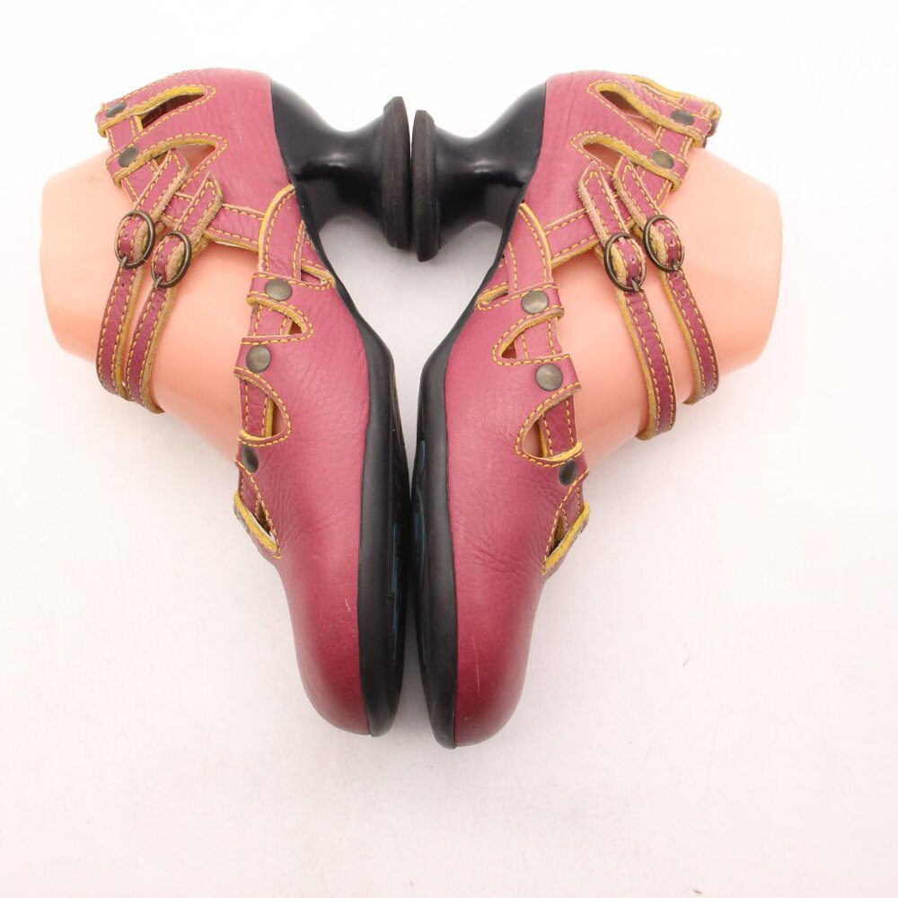John Fluevog Pink and Black Sculpted Heel Mary Jane Pumps - Picture 8 of 13